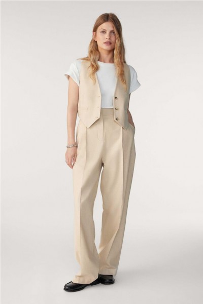 Pantalón elegante con perneras anchas Mancha, beige --40%